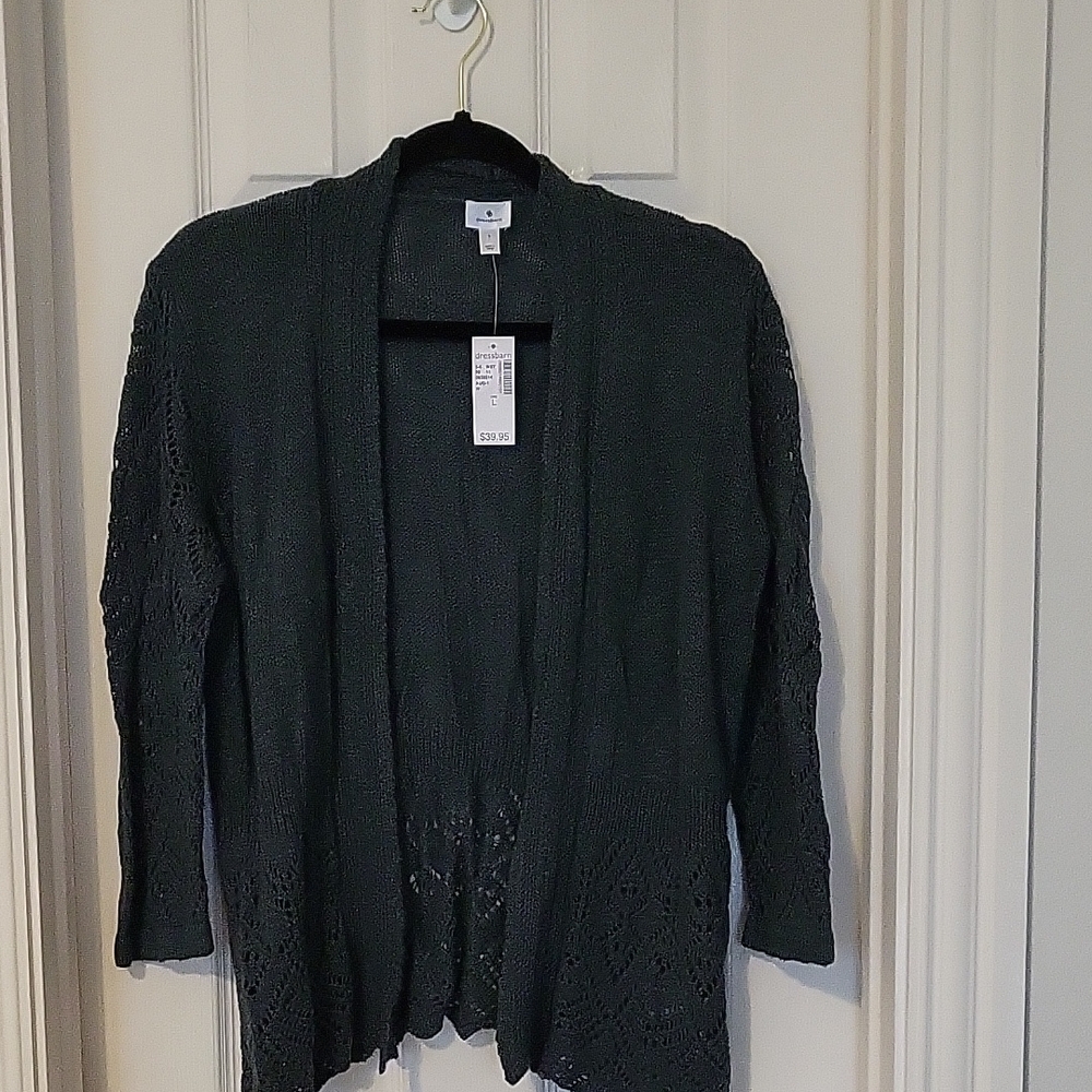 Women's Green lacy knit cardigan